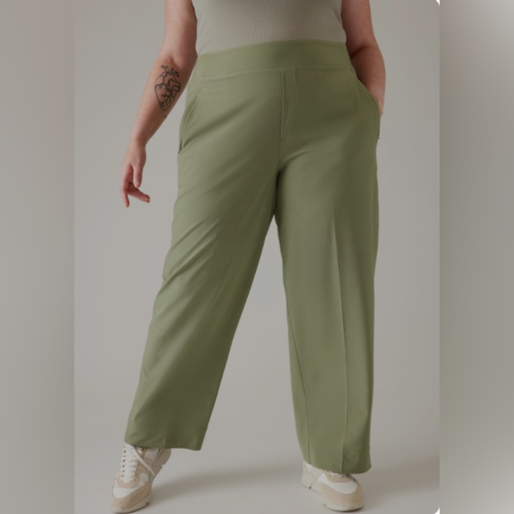 Athleta Brooklyn Heights High Rise Wide Trouser in Eucalyptus Olive